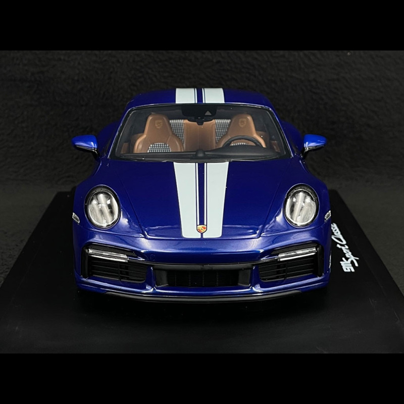 Indoor-Autoabdeckung passend für Porsche 911 (992) Cabrio 2018-present Blue  with white striping spezielle Design
