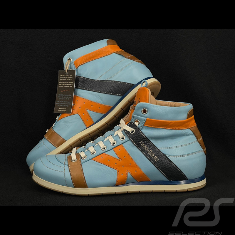 Kamo-Gutsu Schuhe The Original Tifo 142 Leder Gulfblau / Orange - Cielo Arancio - Herren