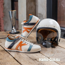 Chaussures Kamo-Gutsu The Original Tifo 042 Cuir Bleu Denim / Rose Corail - Denim Corallo - Homme