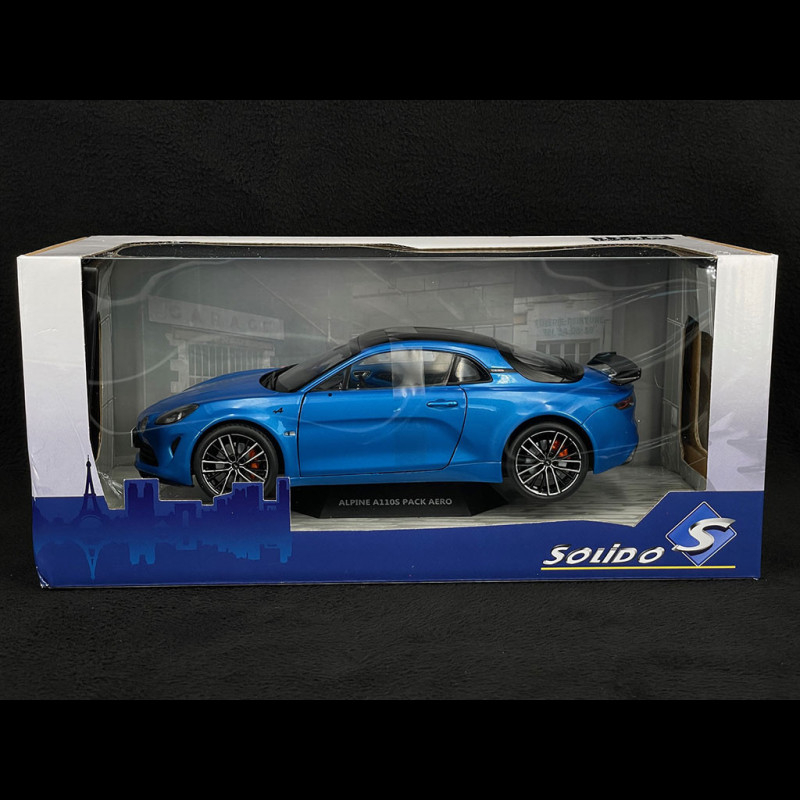 2023 ALPINE A110S PACK AERO BLUE 1/18 SCALE DIECAST CAR MODEL BY SOLIDO  1801622