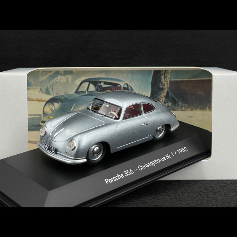 Reproduction en bronze Porsche 356 B Patine Bleu 1/43 sur socle 10x10