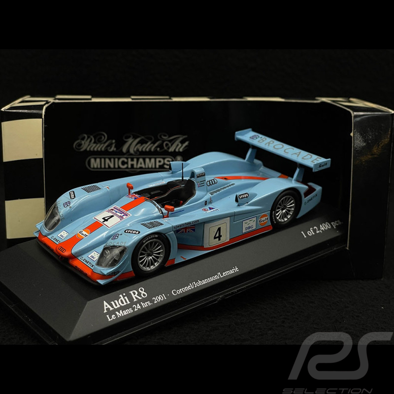 Miniature Audi R8 Gulf N°4 - 24 Heures Du Mans 2001 - 1/43 Minichamps (neuf)