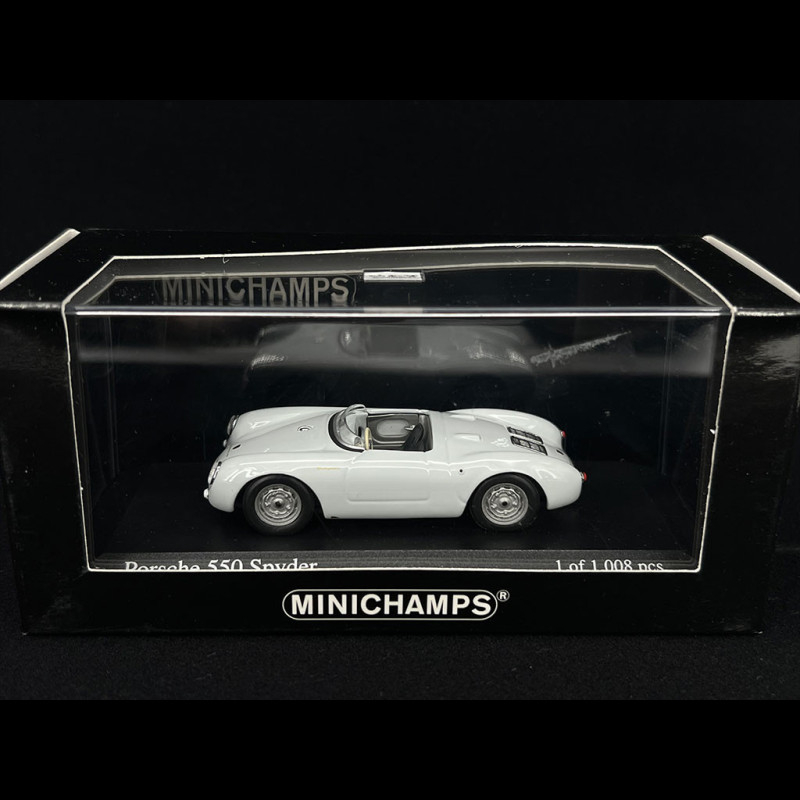 A collectible scale model Porsche 550 Spyder from Minichamps