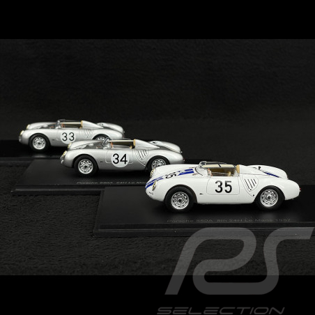 Set de 3 Porsche 550 A n° 35 & n° 34 & n° 33 24h Le Mans 1957 1/43 Spark