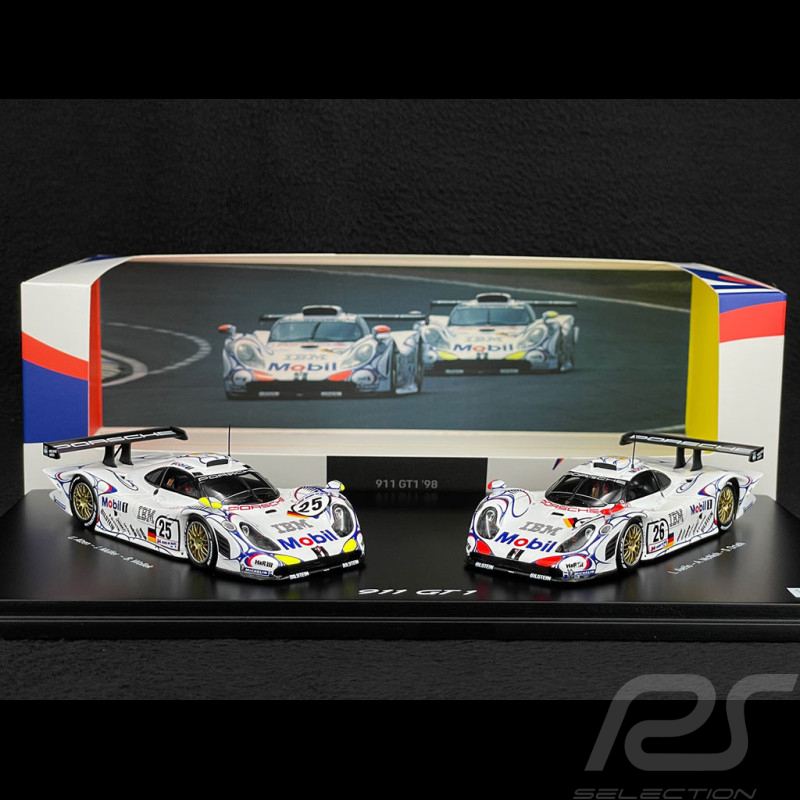 Duo Porsche 911 GT1-18 Type 996 n° 26 & n° 25 Vainqueur & 2ème 24h Le Mans 1998 1/43 Spark WAP0200110PLM2
