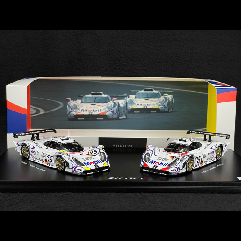 Duo Porsche 911 GT1-18 Type 996 n° 26 & n° 25 Winner & 2nd 24h Le Mans 1998  1/43 Spark WAP0200110PLM2