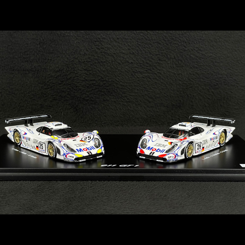 Duo Porsche 911 GT1-18 Type 996 n° 26 & n° 25 Winner & 2nd 24h Le Mans 1998  1/43 Spark WAP0200110PLM2