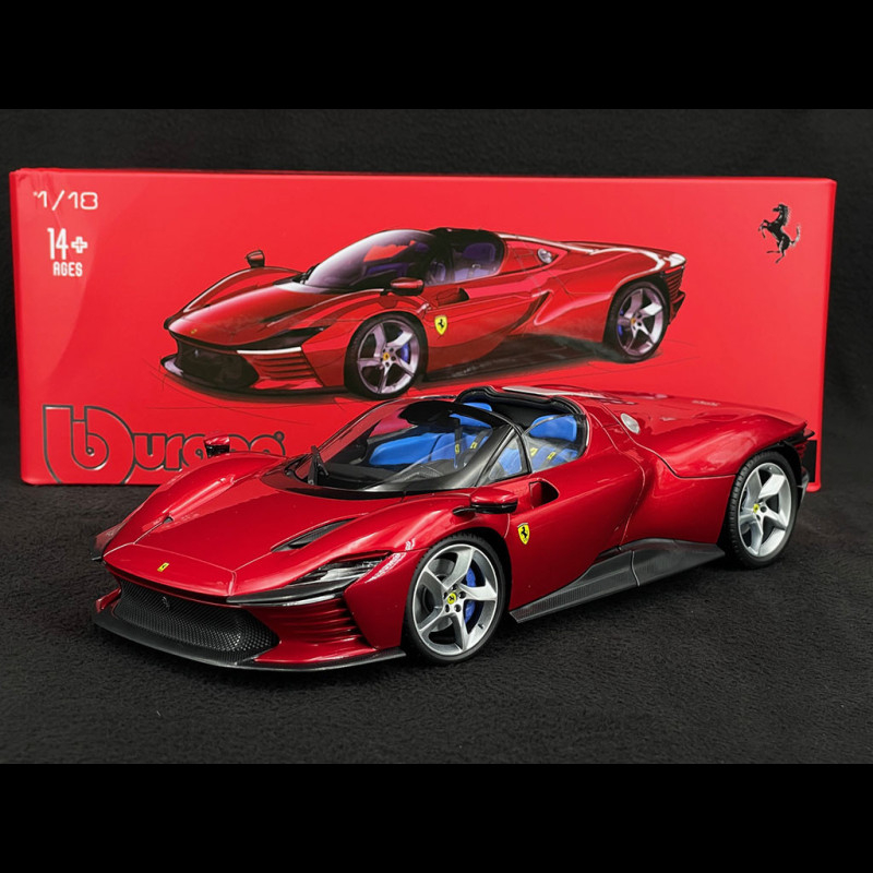 Bburago 1/18 Ferrari Daytona SP3 Spider Open Version 2022 – Miniature Métal Rosso Magna – Voiture de Collection – Modèle Portable pour Adultes - 16913R