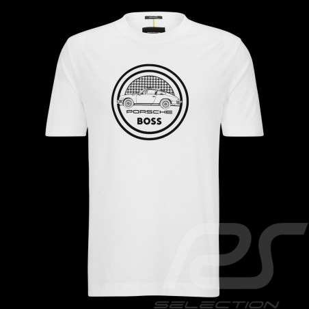 Porsche x BOSS T-shirt Capsule-Logo merzerisiertem Baumwolle Weiß BOSS 50496729_100 - Herren
