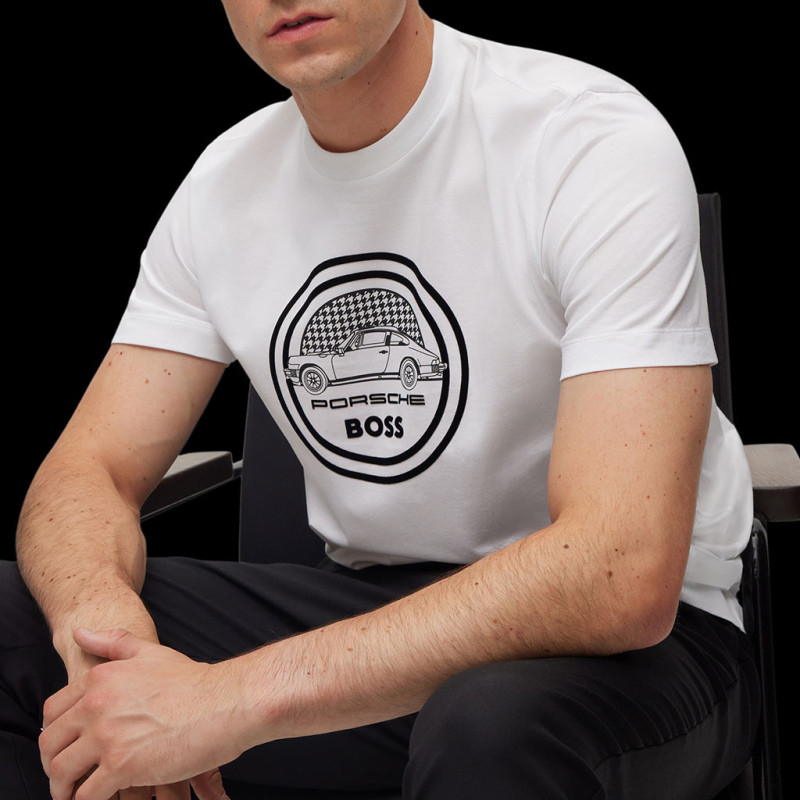 Porsche x BOSS mercerized-cotton T-shirt with flocked logo
