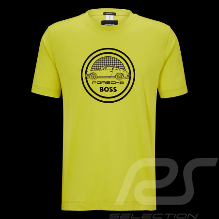 T-shirt Porsche x BOSS Logo capsule Coton mercerisé Vert chaux BOSS 50496729_321 - Homme