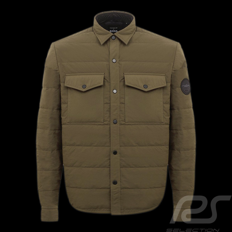 Porsche x BOSS Hemd wattiertes Overshirt Regular fit Khaki BOSS 50496840_361 - Herren