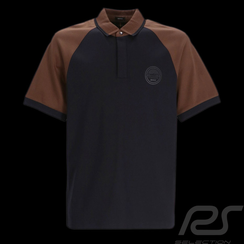 Porsche x BOSS Polohemd 2-Ton Baumwolle Schwarz / Braun BOSS 50495908_001 - Herren