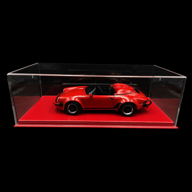 Vitrine 1/18 pour miniature Porsche Base rouge simili cuir qualité