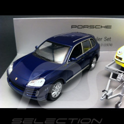 Set Porsche Cayenne 2002 Lapis Blue + Porsche 911 Carrera RSR 3.0 1974 Light Yellow 1/43 Minichamps WAPC2060216