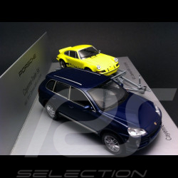 Coffret Porsche Cayenne 2002 Bleu Lapis + Porsche 911 Carrera RSR 3.0 1974 Jaune Lumière 1/43 Minichamps WAPC2060216