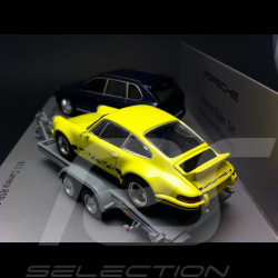 Set Porsche Cayenne 2002 Lapis Blue + Porsche 911 Carrera RSR 3.0 1974 Light Yellow 1/43 Minichamps WAPC2060216