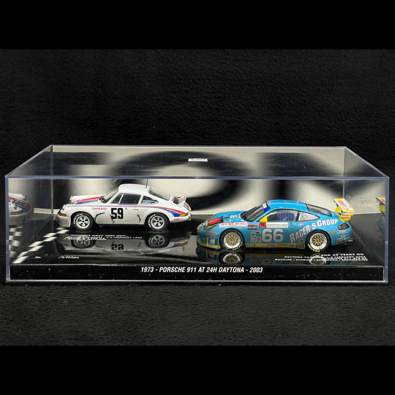 Duo Porsche 911 RSR 2.8 n° 59 + Porsche 911 GT3 RS Type 996 n° 66 Winner  24h Daytona 1973 & 2003 1/43 Minichamps 402036996