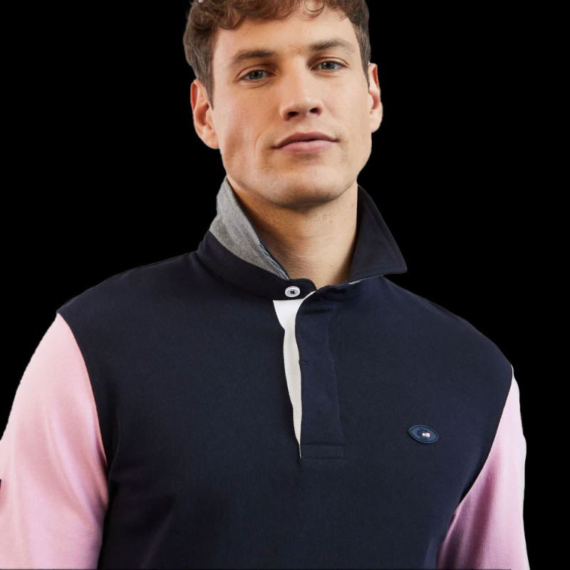 Eden Park Polo Long Sleeve XV de France Navy Blue Pink