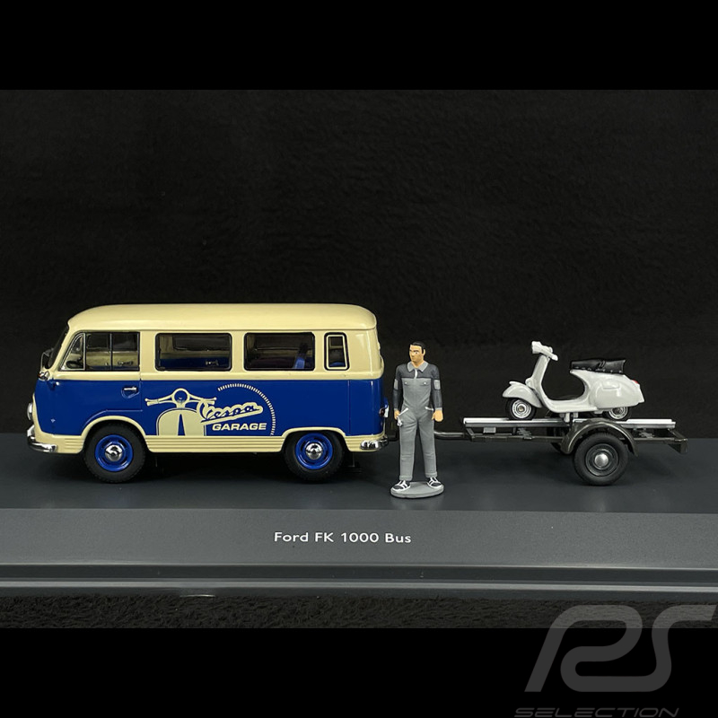 Ford FK1000 Bus + Vespa 1958 Bleu / Blanc Crème 1/43 Schuco 450320000