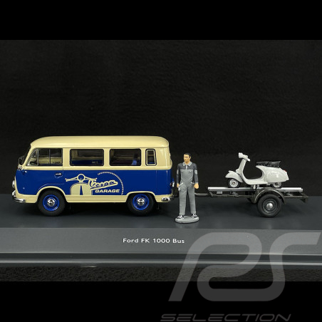 Ford FK1000 Bus + Vespa 1958 Blau / Kremeweiß 1/43 Schuco 450320000