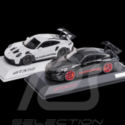 Duo Porsche 911 GT3 RS Type 992 2023 Blanc bandes noires / Noir bandes Rouges Pyro 1/43 Spark