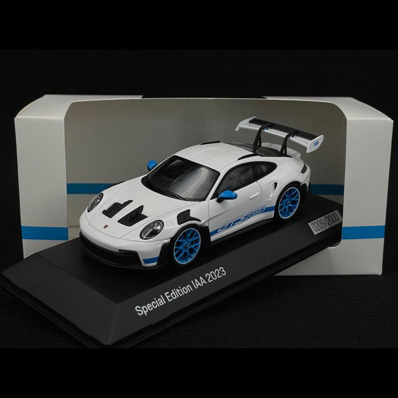 Porsche 911 GT3 RS Type 992 2023 IAA Edition White / Blue Stripes 1/43  Spark WAP0200610SGT3