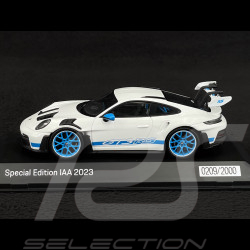 Porsche 911 GT3 RS Type 992 2023 IAA Edition Blanc bandes Bleues 1/43 Spark WAP0200610SGT3