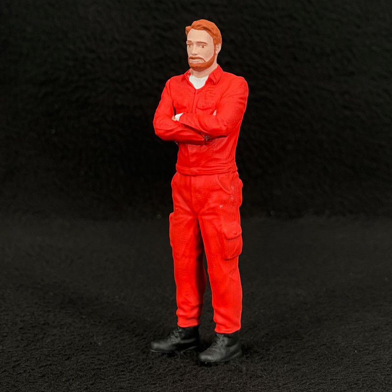 Figurine Mécanicien En Blouse Rouge AT Collections - Modèle Historique Très Détailé Pour Diorama