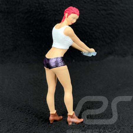 Figurine fille sexy car wash rousse cheveux courts Diorama 1/18 Premium 18016