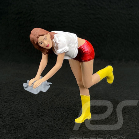 Figurine fille sexy car wash bottes jaunes Diorama 1/18 Premium 18013