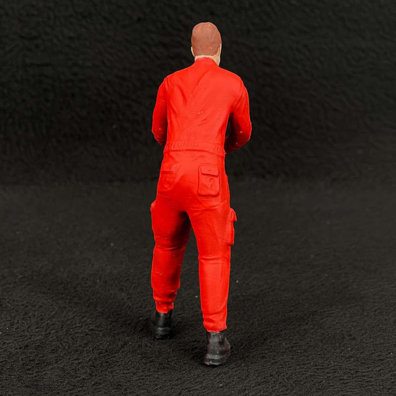 Figurine Mécanicien En Blouse Rouge - Collection Historique - Peinte à La Main - Détail Réaliste