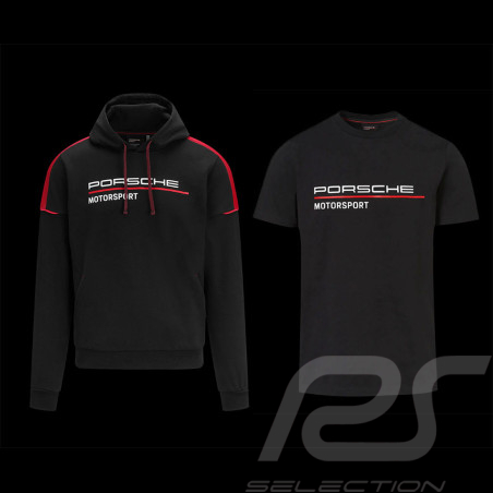 Duo Porsche Sweatshirt Motorsport + Porsche T-shirt Motorsport Schwarz
