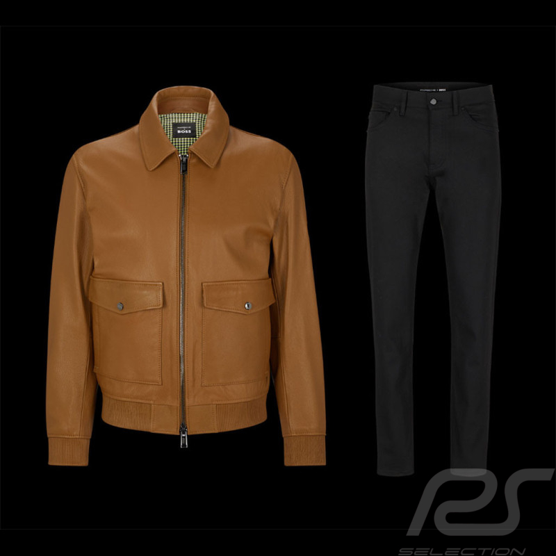 Duo Porsche x BOSS Jacket Goat Leather + Porsche x BOSS Jeans Tapered Stretch