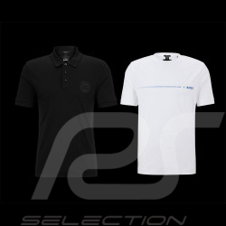 Duo Polo Porsche x BOSS Noir + T-shirt Porsche x BOSS Blanc Coton Mercerisé