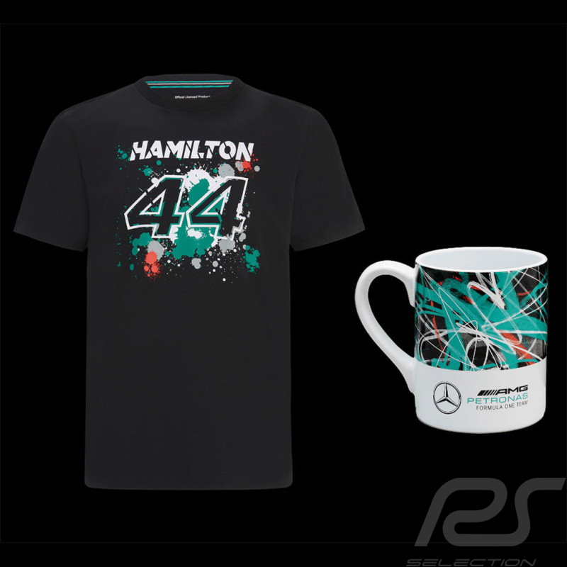 Duo Mercedes T-Shirt Lewis Hamilton + Becher Mercedes-AMG Petronas F1 Graffiti