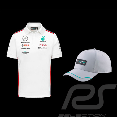 Duo Mercedes Polo-Shirt Petronas + Mercedes Hat F1 Team Hamilton Russell