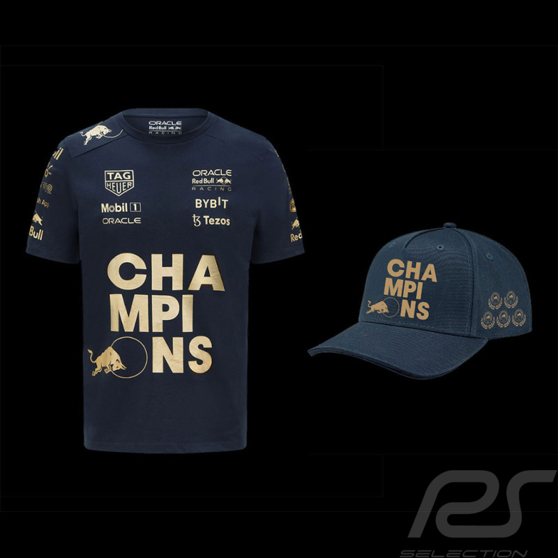 Duo Red Bull T-Shirt + Red Bull Racing Kappe Verstappen Pérez F1 Champion Konstrukteur