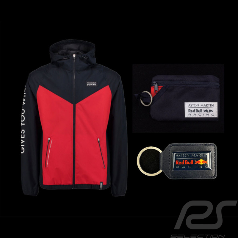 Trio Aston Martin Red Bull Racing Windjacke + Geldbörse + Schlüsselanhänger Marineblau
