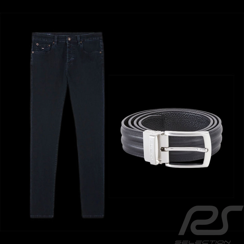 Duo Eden Park Jeans + Eden Park Gürtel Schwarz Leder