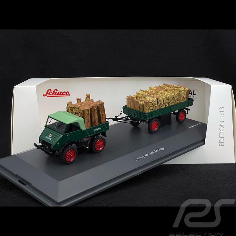 Mercedes-Benz Unimog 401 avec remorque 1955 Vert 1/43 Schuco 450313300