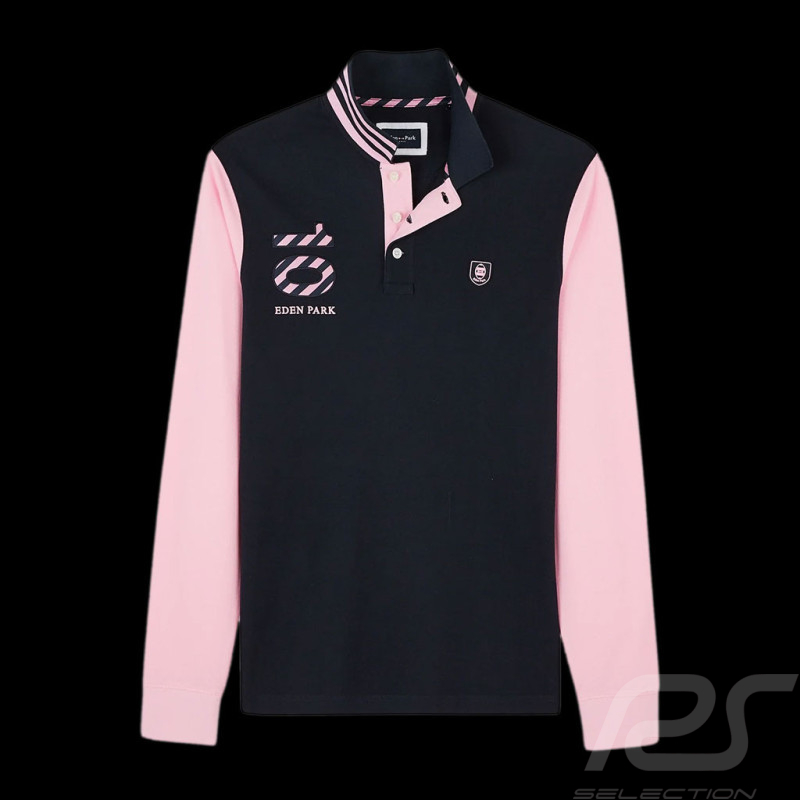 Eden Park Polohemd Lange Ärmel Nummer 10 Rosa / Blau H23MAIPL0019 - Herren