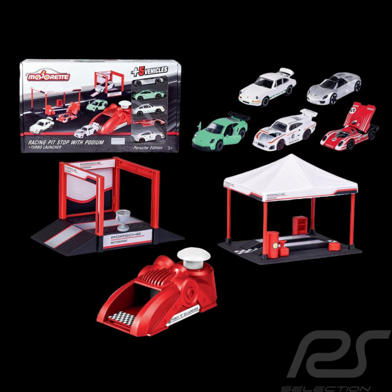 5 Porsche Majorette Set + Rennzelt + Podium + Puncher 1/59 Majorette 212053305