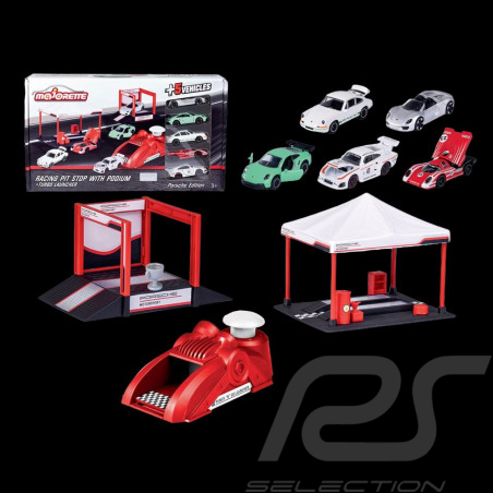 5 Porsche Set Majorette + Race Tent + Podium + Puncher 1/59 Majorette 212053305