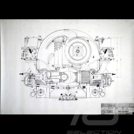Reproduction Blueprint Porsche 356 1953 Moteur 616/7