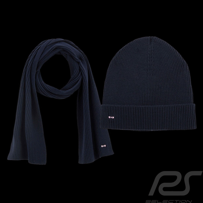 Duo Eden park Beanie Green grass + Eden Park Epopée Scarf Navy blue