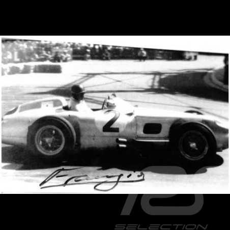 EXTREMEMENT RARE - Photo de Presse Mercedes-Benz F1 W296 n°2 signée à la main par Juan Manuel Fangio