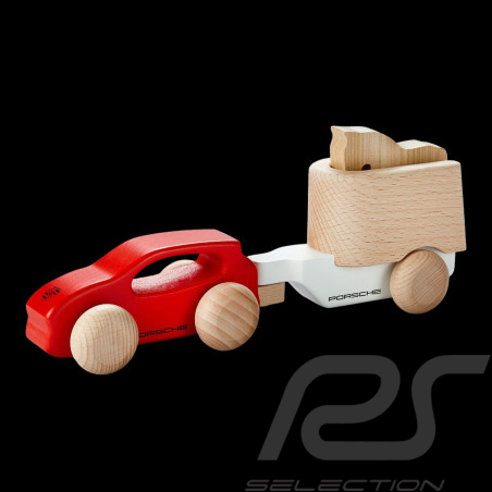 Voiture Porsche Cayenne en bois avec remorque et cheval Rouge / Blanc WAP0406210RCAY
