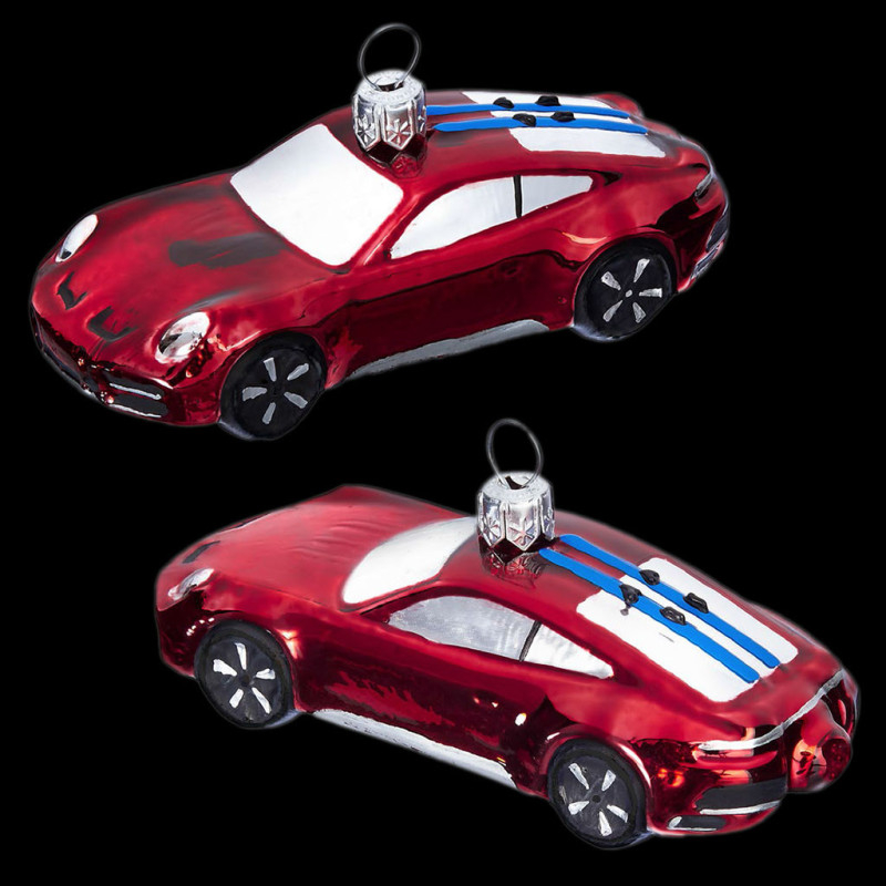 Porsche Christmas ball 911 Dakar with skis Carmine red