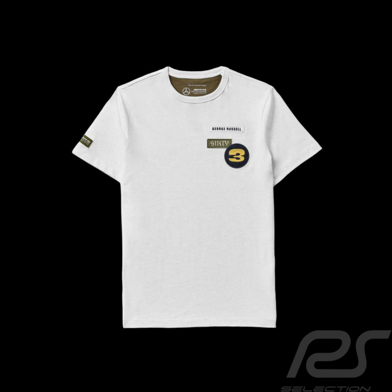 Mercedes AMG T-Shirt F1 Team George Russell Vintage Ecru 701223502-001 - herren